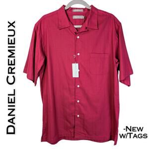 Daniel Cremieux Signature Button Down Shirt Medium Red Maroon Short Sleeve NEW